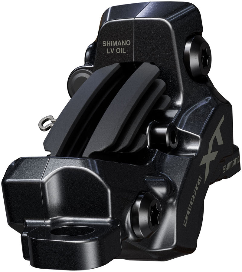 Load image into Gallery viewer, Shimano Deore XT BR-M8220 Disc Brake BL-M8200 Lever - Right/Rear Post Mount 4-Piston Caliper SM-BH90-SBM Hose Fin Metal Pads BLK