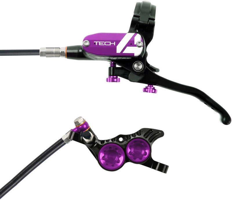 Load image into Gallery viewer, Hope Tech 4 V4 Disc Brake and Lever Set - Rear Hydraulic Post Mount Purple
