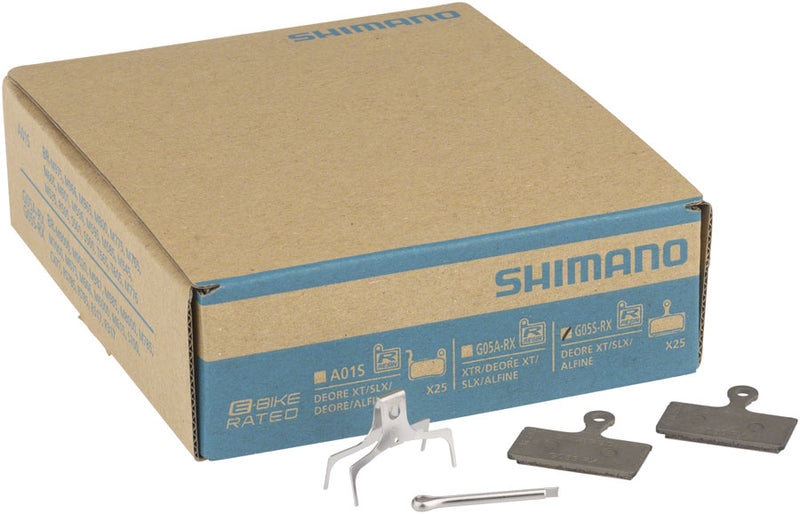 Load image into Gallery viewer, Shimano G05S-RX Disc Brake Pad Spring - Resin Compound Stainless Steel Back Plate Box/25 pair