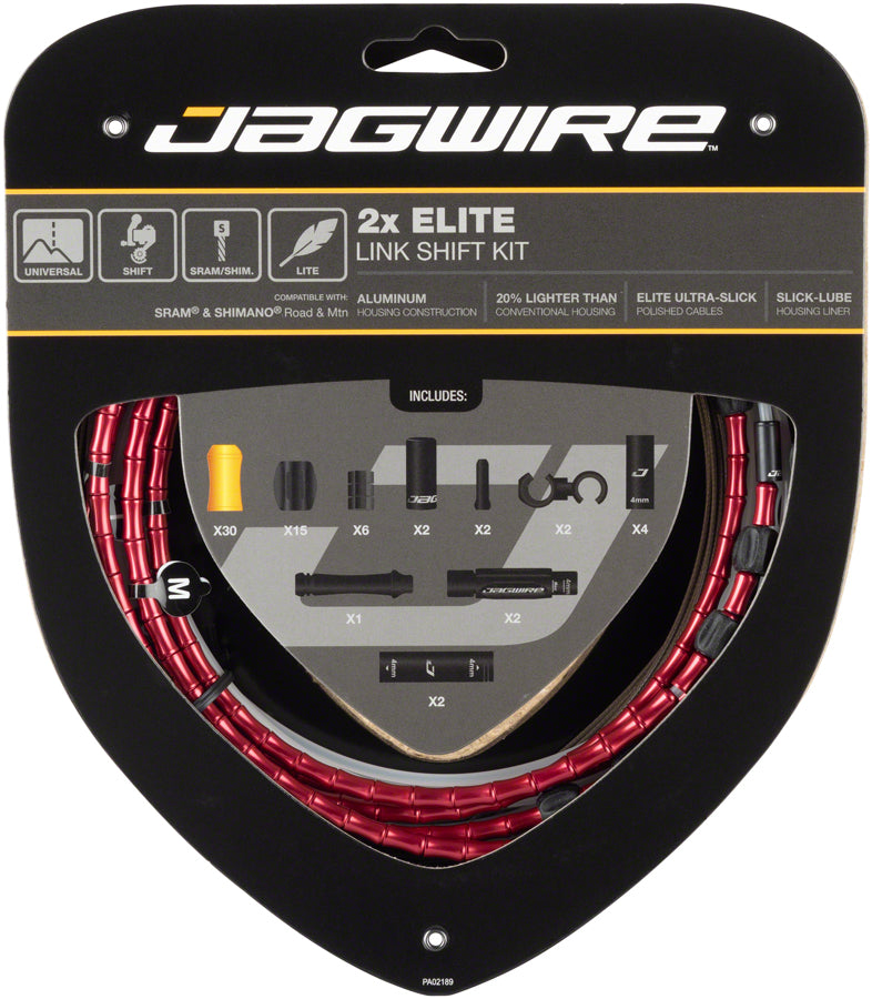 Load image into Gallery viewer, Jagwire 2x Elite Link Shift Cable Kit SRAM/Shimano Polished Ultra-Slick Cables Red