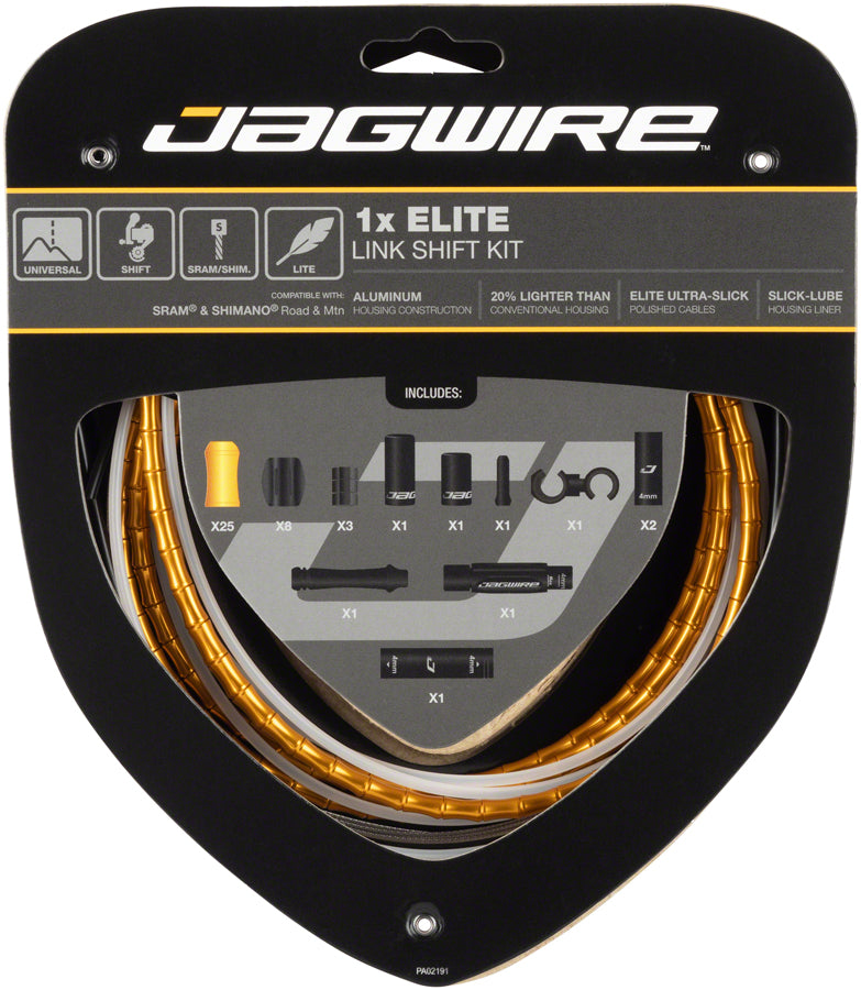Load image into Gallery viewer, Jagwire 1x Elite Link Shift Cable Kit SRAM/Shimano Polished Ultra-Slick Cable Gold