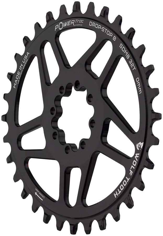 Load image into Gallery viewer, Wolf Tooth Elliptical Direct Mount Chainring - 32t SRAM Direct Mount Drop-Stop B For SRAM 8-Bolt Cranksets 0mm Offset BLK