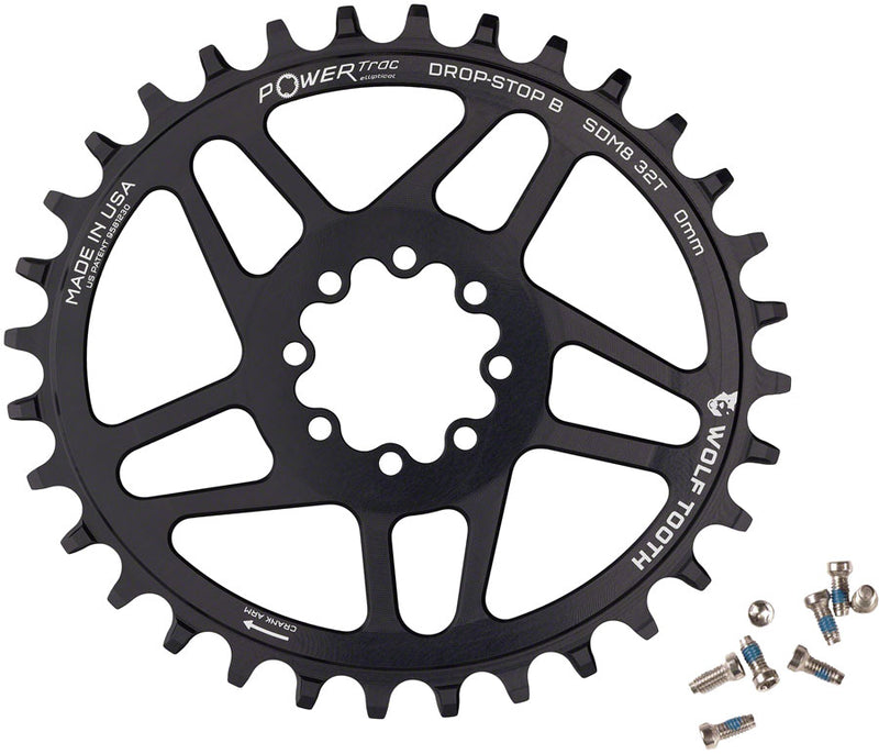 Load image into Gallery viewer, Wolf Tooth Elliptical Direct Mount Chainring - 32t SRAM Direct Mount Drop-Stop B For SRAM 8-Bolt Cranksets 0mm Offset BLK