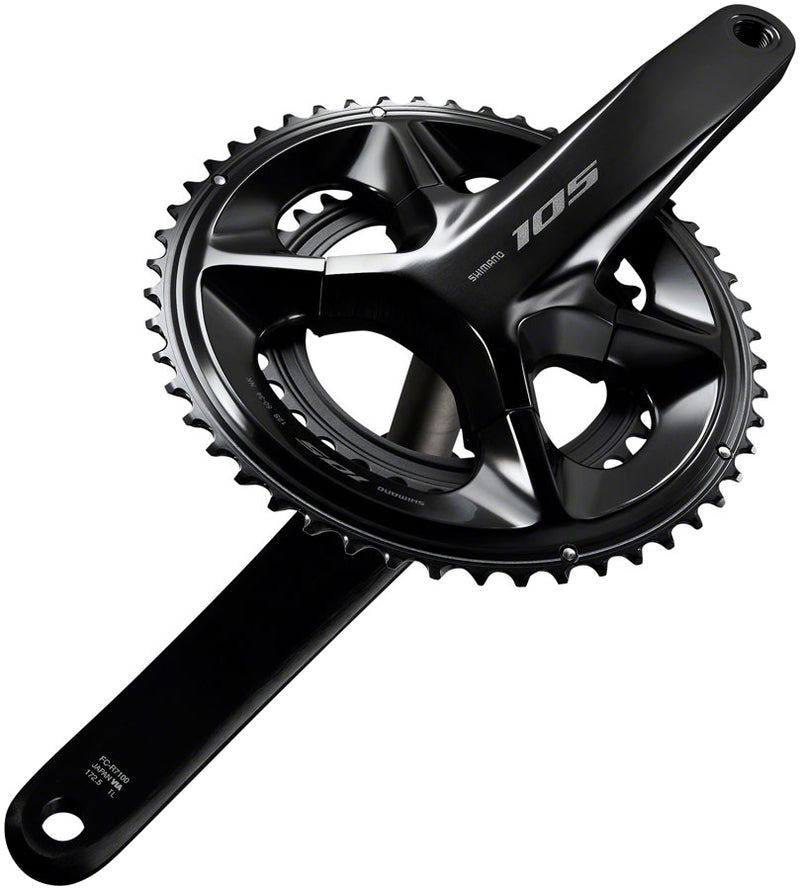 Load image into Gallery viewer, Shimano 105 FC-R7100 Crankset - 165mm 12-Speed 50/34t 110 Asymmetric BCD Hollowtech II Spindle Interface BLK