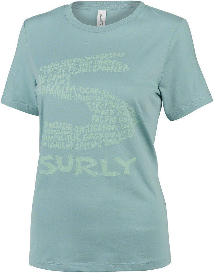 Load image into Gallery viewer, Surly Steel Consortium Womens T-Shirt - Dusty Blue Small