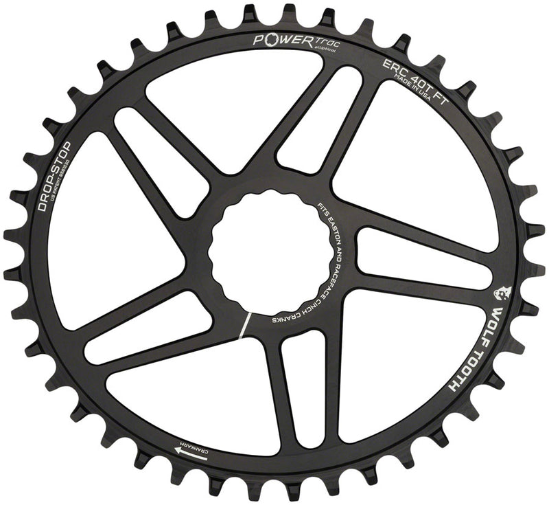 Load image into Gallery viewer, Wolf Tooth Elliptical Direct Mount Chainring - 38t RaceFace/EastonCINCH Direct Mount 3mm Offset Drop-Stop B Flattop Compatible BLK