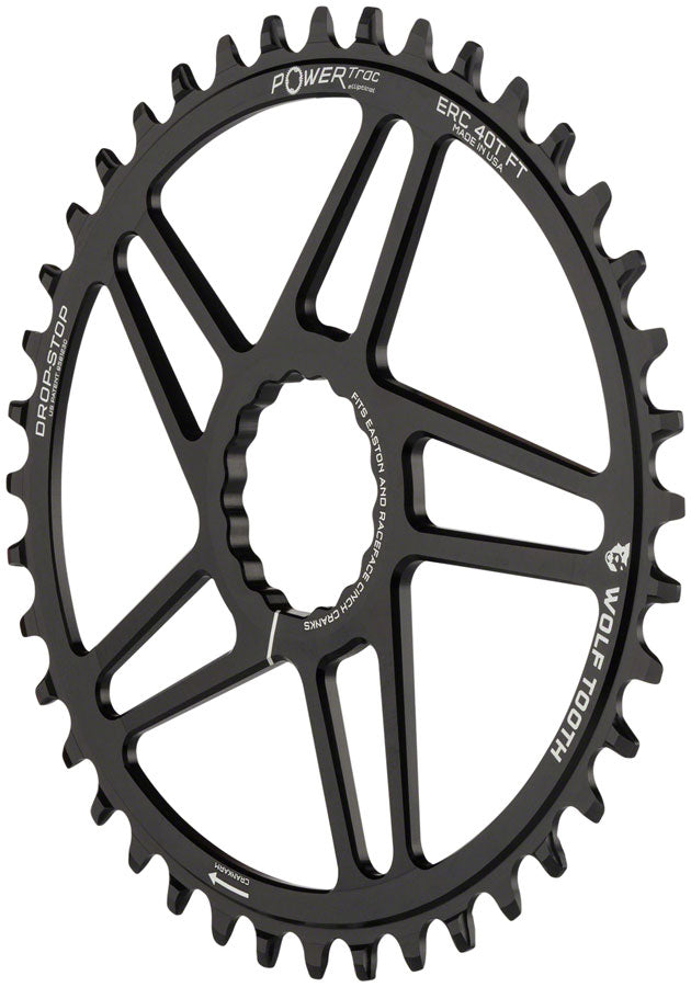Load image into Gallery viewer, Wolf Tooth Elliptical Direct Mount Chainring - 40t RaceFace/EastonCINCH Direct Mount 3mm Offset Drop-Stop B Flattop Compatible BLK