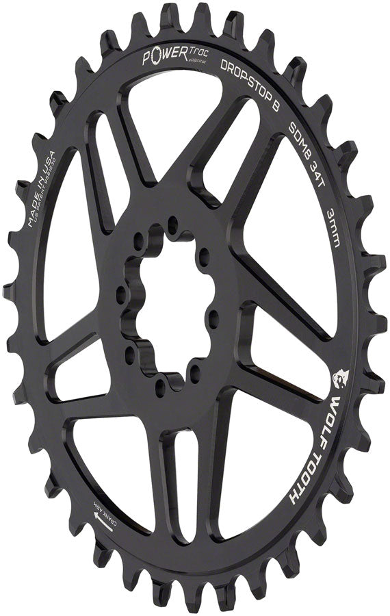 Load image into Gallery viewer, Wolf Tooth Elliptical Direct Mount Chainring - 34t SRAM Direct Mount Drop-Stop B For SRAM 8-Bolt Cranksets 3mm Offset BLK
