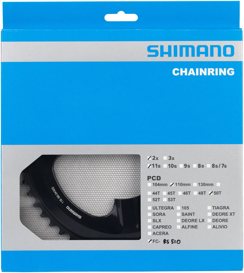 Load image into Gallery viewer, Shimano FC-RS510 Chainring - 50t Asymmetric 110mm BCD Black MS