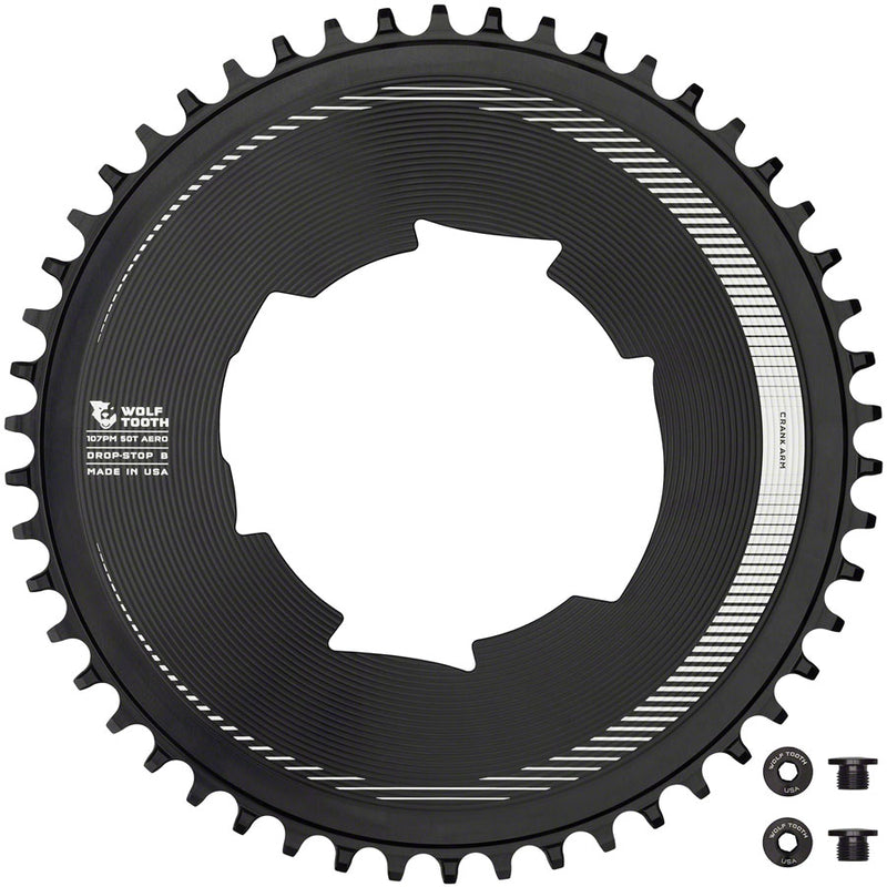 Load image into Gallery viewer, Wolf Tooth Aero 107 BCD Chainring - 50t Optimized SRAM Eagle Flaptop Chains Drop-Stop B BLK