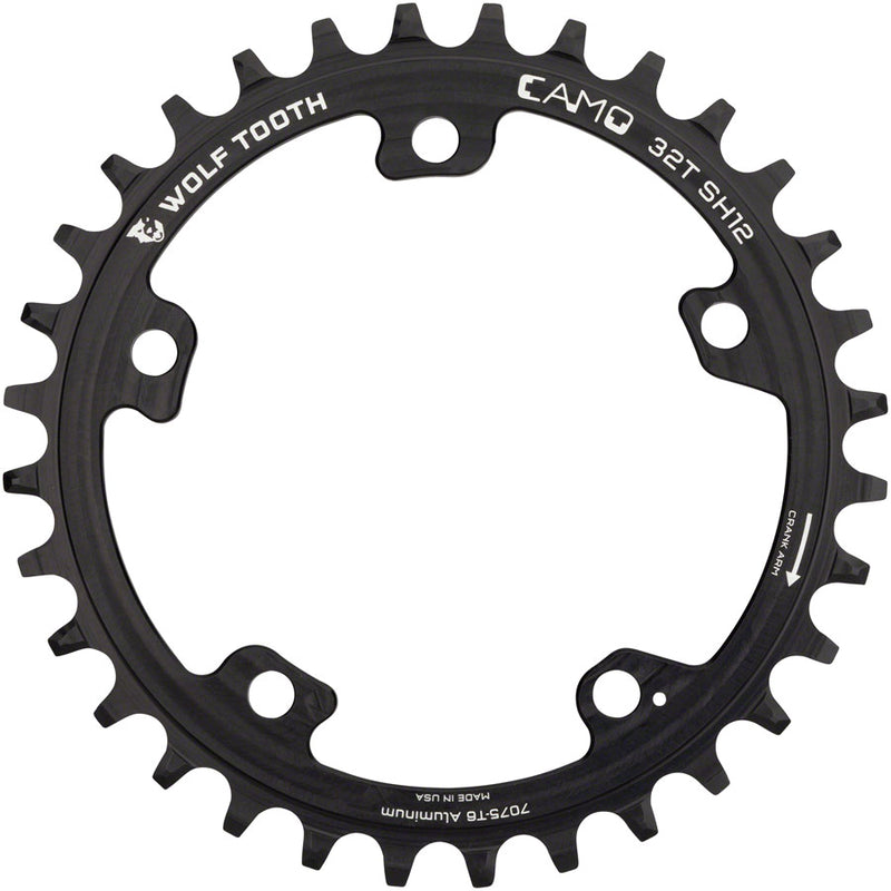 Load image into Gallery viewer, Wolf Tooth CAMO Aluminum Chainring - 32t Wolf Tooth CAMO Mount Drop-Stop ST Requires 12-Speed HG+ Chain BLK