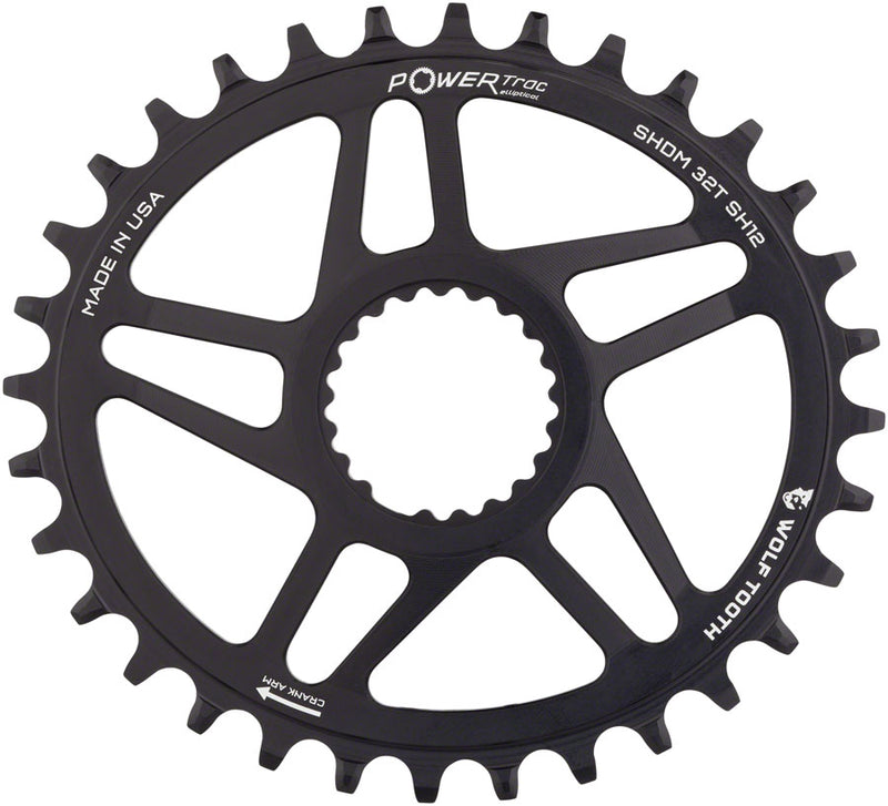 Load image into Gallery viewer, Wolf Tooth Elliptical Direct Mount Chainring - 34t Shimano DM Boost 3mm Offset Drop-Stop ST Requires 12-Speed HG+ Chain BLK