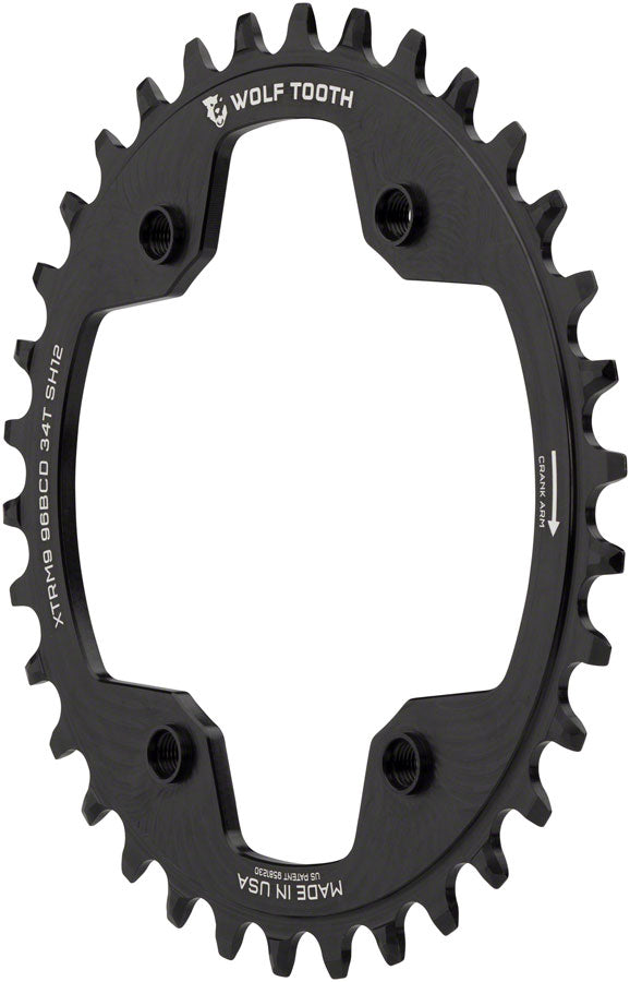 Load image into Gallery viewer, Wolf Tooth 96 BCD Chainring - 32t 96 Asymmetric BCD 4-Bolt For Shimano Cranks Drop-Stop ST Requires 12-Speed HG+ Chain BLK