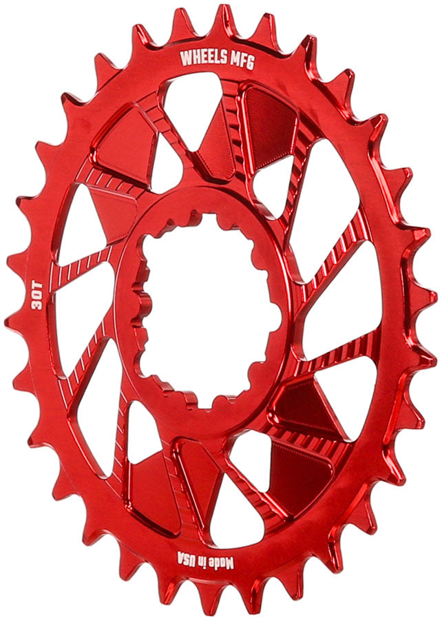 Load image into Gallery viewer, Wheels Manufacturing Direct Mount Chainring - 30t SRAM 3-Bolt Direct Mount 3mm Offset T-Type Chain Compatible Red