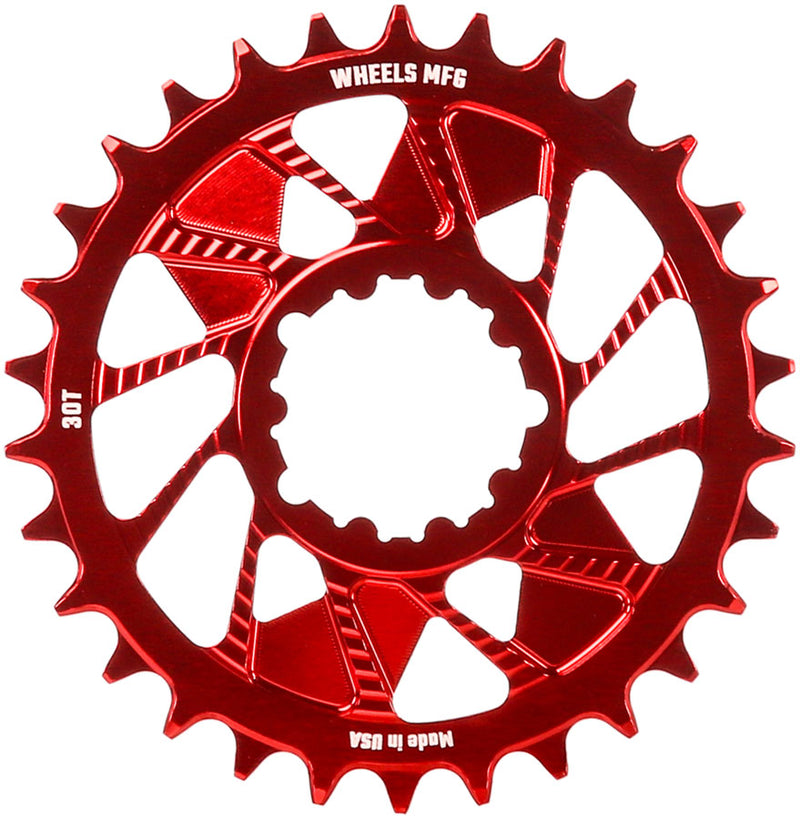 Load image into Gallery viewer, Wheels Manufacturing Direct Mount Chainring - 30t SRAM 3-Bolt Direct Mount 3mm Offset T-Type Chain Compatible Red