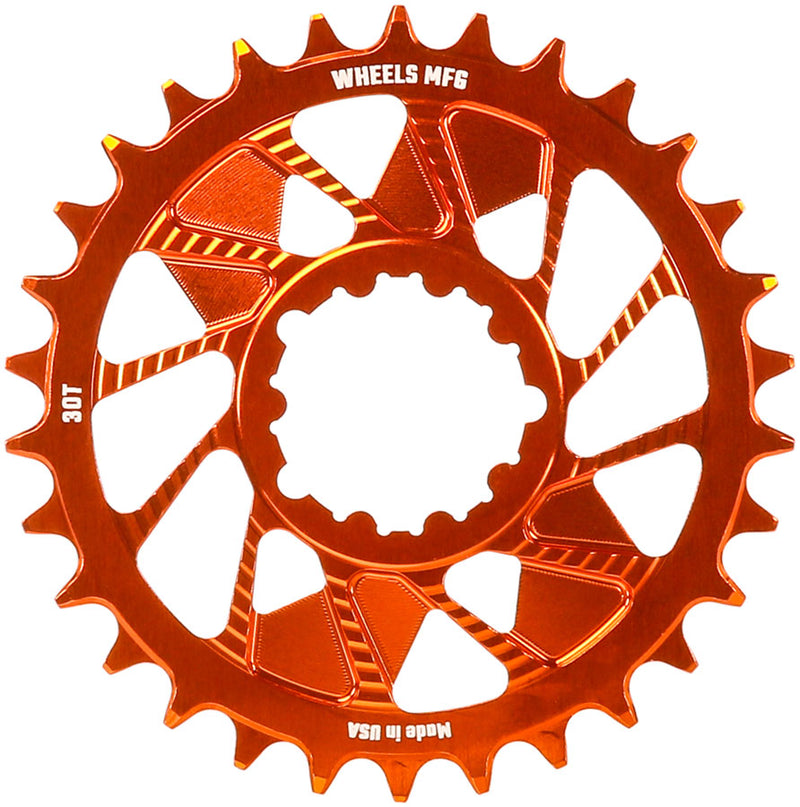 Load image into Gallery viewer, Wheels Manufacturing Direct Mount Chainring - 30t SRAM 3-Bolt Direct Mount 3mm Offset T-Type Chain Compatible Orange