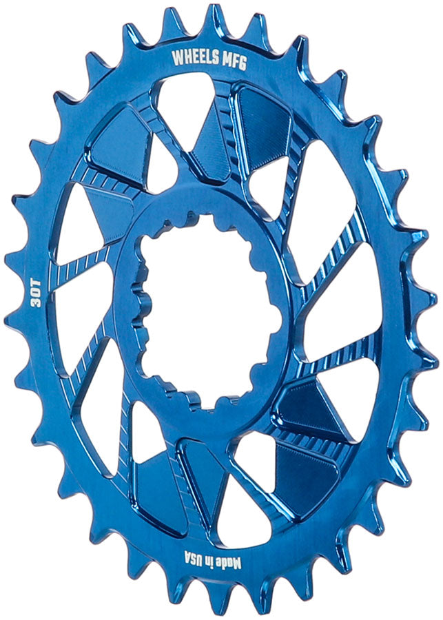 Load image into Gallery viewer, Wheels Manufacturing Direct Mount Chainring - 30t SRAM 3-Bolt Direct Mount 3mm Offset T-Type Chain Compatible Blue