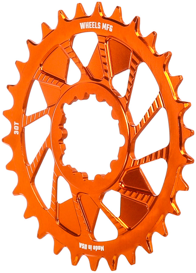 Load image into Gallery viewer, Wheels Manufacturing Direct Mount Chainring - 30t SRAM 3-Bolt Direct Mount 3mm Offset Compatible Hyperglide+ Chain Orange