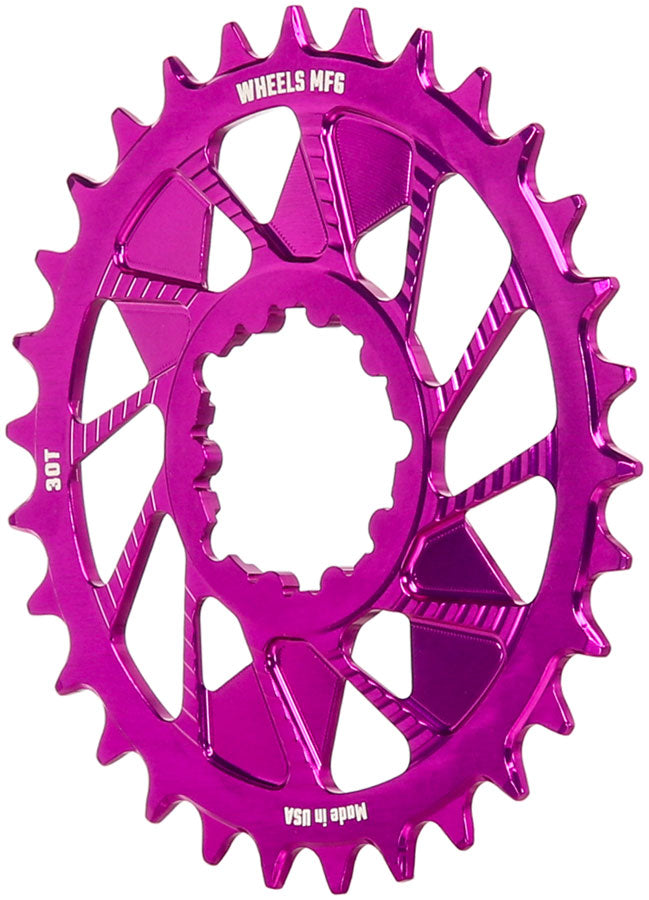 Load image into Gallery viewer, Wheels Manufacturing Direct Mount Chainring - 30t SRAM 3-Bolt Direct Mount 3mm Offset Compatible Hyperglide+ Chain Purple
