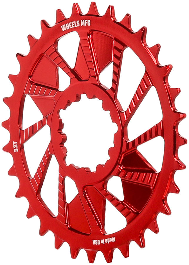 Load image into Gallery viewer, Wheels Manufacturing Direct Mount Chainring - 32t SRAM 3-Bolt Direct Mount 3mm Offset Compatible Hyperglide+ Chain Red