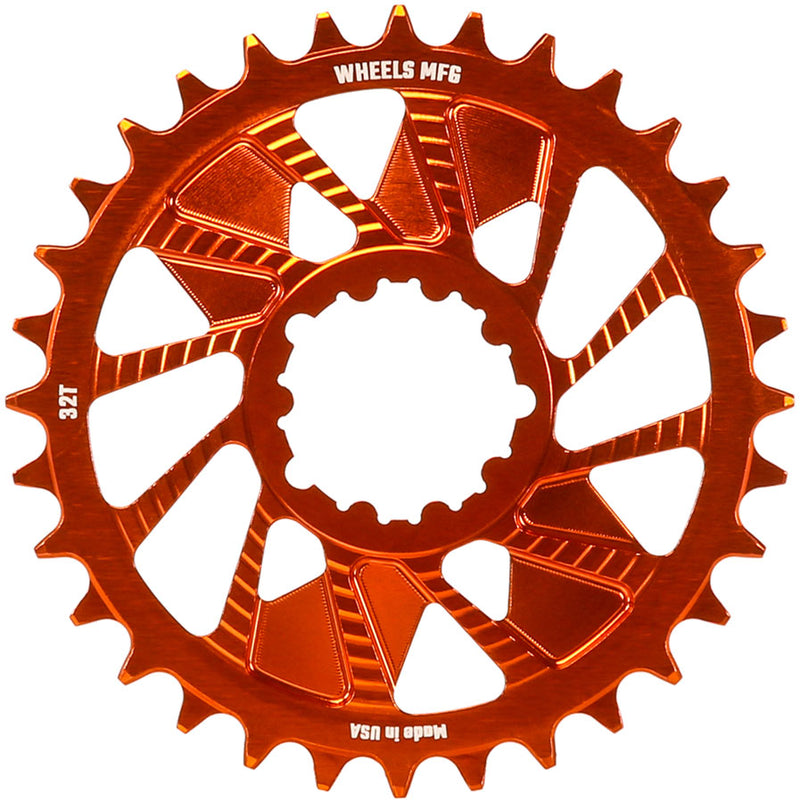 Load image into Gallery viewer, Wheels Manufacturing Direct Mount Chainring - 32t SRAM 3-Bolt Direct Mount 3mm Offset Compatible Hyperglide+ Chain Orange