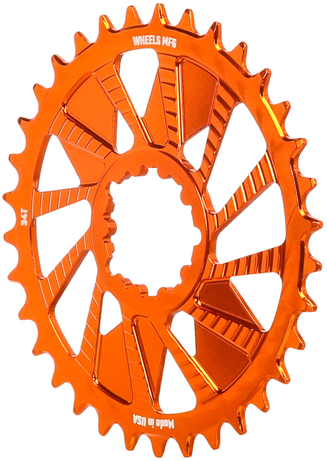 Load image into Gallery viewer, Wheels Manufacturing Direct Mount Chainring - 34t SRAM 3-Bolt Direct Mount 3mm Offset Compatible Hyperglide+ Chain Orange