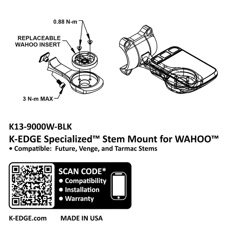 Load image into Gallery viewer, K-EDGE Wahoo Specialized Future Mount - Black Compatible up to Garmin 1050