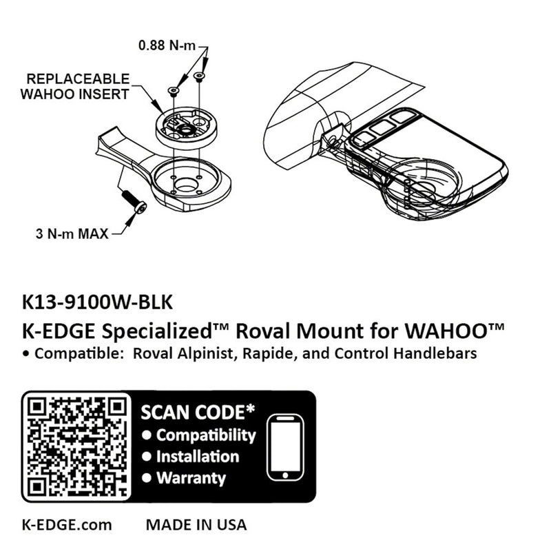 Load image into Gallery viewer, K-EDGE Wahoo Specialized Roval Computer Mount - BLK Anodized Compatible up to Garmin 1050
