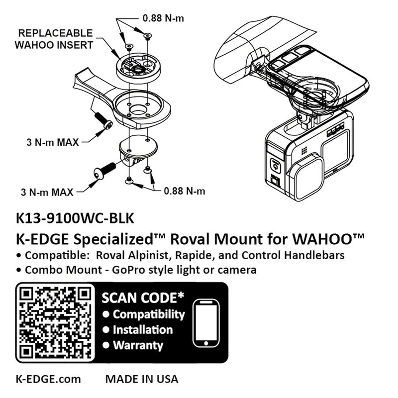 Load image into Gallery viewer, K-EDGE Wahoo Specialized Roval Combo Mount - BLK Anodized Compatible up to Garmin 1050