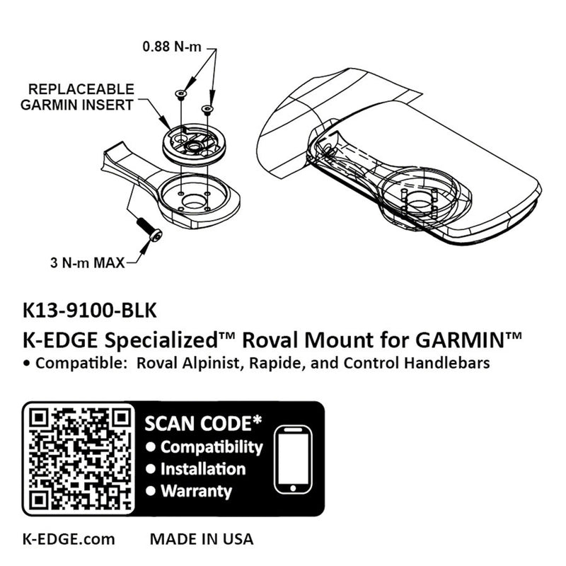 Load image into Gallery viewer, K-EDGE Garmin Specialized Roval Computer Mount - BLK Anodized Compatible up to Garmin 1050