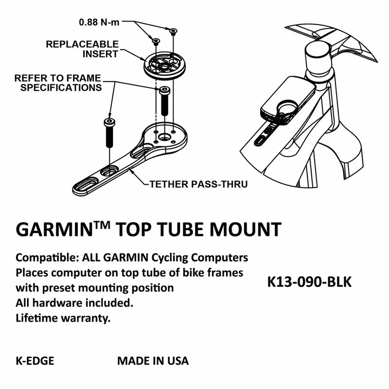 Load image into Gallery viewer, K-EDGE Garmin Top Tube Mount - Black