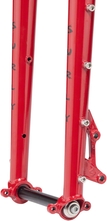Load image into Gallery viewer, Surly Dinner Fork - 27.5" 15x110mm Thru-Axle 1-1/8" Straight Steerer 420mm Axle To Crown Steel Pile of Bricks Red