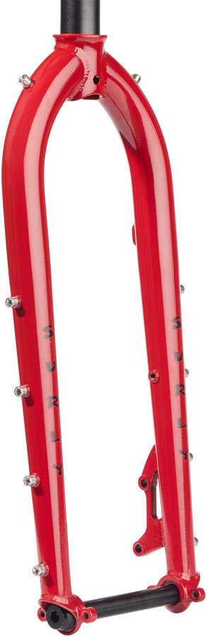 Load image into Gallery viewer, Surly Dinner Fork - 27.5" 15x110mm Thru-Axle 1-1/8" Straight Steerer 420mm Axle To Crown Steel Pile of Bricks Red