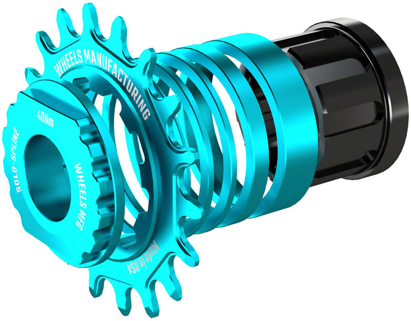 Load image into Gallery viewer, Wheels Manufacturing SOLO-SPLINE Micro Spline Single Speed Conversion Kit - 18t For Shimano Micro Spline Hub Bodies Teal