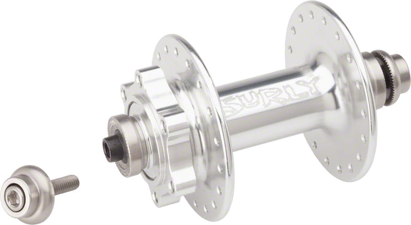 Load image into Gallery viewer, Surly Ultra New Disc Front Hub - QR x 100mm 6-Bolt Silver 32h