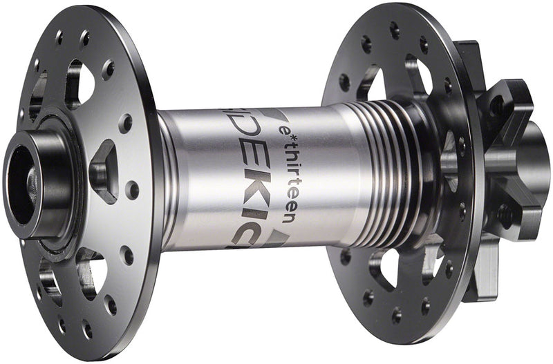 Load image into Gallery viewer, e*thirteen Sidekick Front Hub - 15 x 110mm 6-Bolt Disc BLK/Sterling Silver 28H