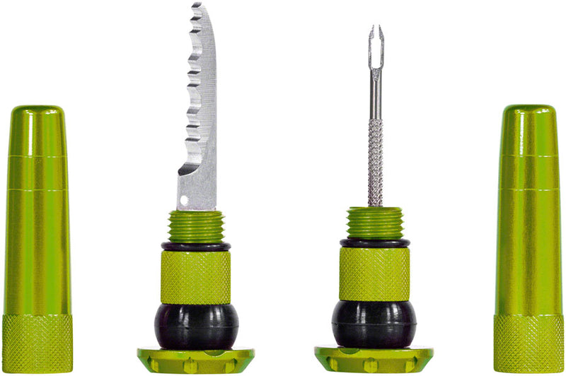 Load image into Gallery viewer, Muc-Off Stealth Tubeless Puncture Plugs Tire Repair Kit - Bar-End Mount Green Pair