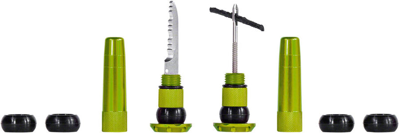 Load image into Gallery viewer, Muc-Off Stealth Tubeless Puncture Plugs Tire Repair Kit - Bar-End Mount Green Pair