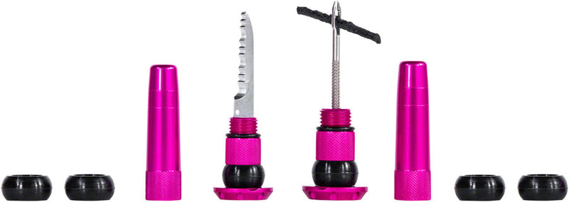 Load image into Gallery viewer, Muc-Off Stealth Tubeless Puncture Plugs Tire Repair Kit - Bar-End Mount Pink Pair