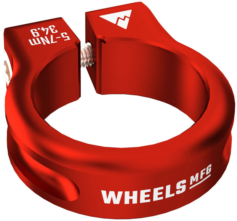 Load image into Gallery viewer, Wheels Manufacturing Seatpost Clamp - 34.9mm Bolt-On Red