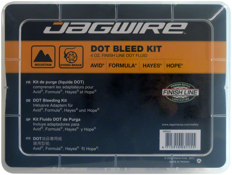 Load image into Gallery viewer, Jagwire Pro DOT Bleed Kit Finish Line DOT 5.1 Fluid - For Avid Hayes Formula Hope Disc Brakes