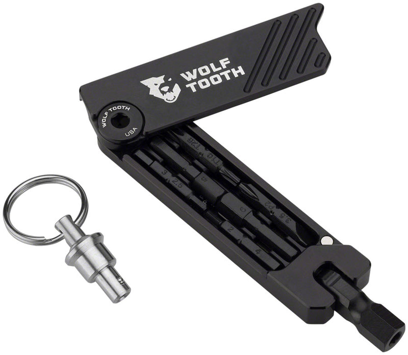 Load image into Gallery viewer, Wolf Tooth 6-Bit Hex Wrench Multi-Tool with Keyring - Black