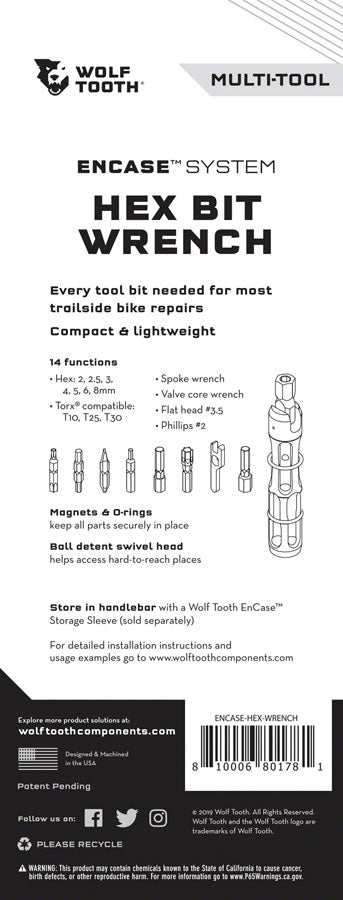 Load image into Gallery viewer, Wolf Tooth EnCase System Hex Bit Wrench Multi Tool
