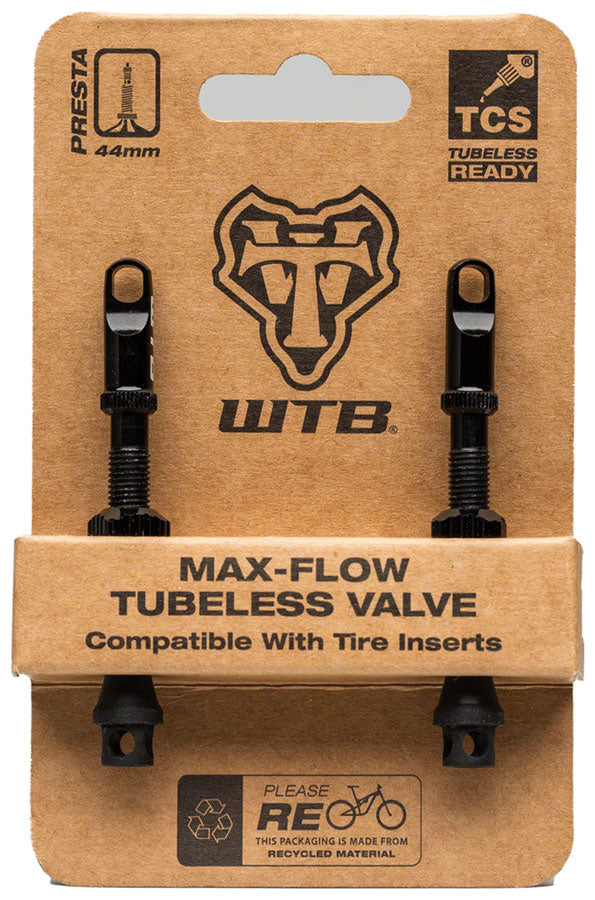 Load image into Gallery viewer, WTB TCS Max-Flow Tubeless Valves - 44mm Black Pair
