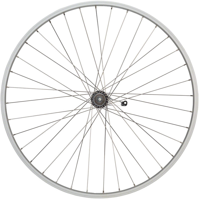 Load image into Gallery viewer, Quality Wheels Value Single Wall Series Coaster Brake Rear Wheel - 700c 3/8" x 124mm Coaster Brake 3 Prong Cog Silver 36H