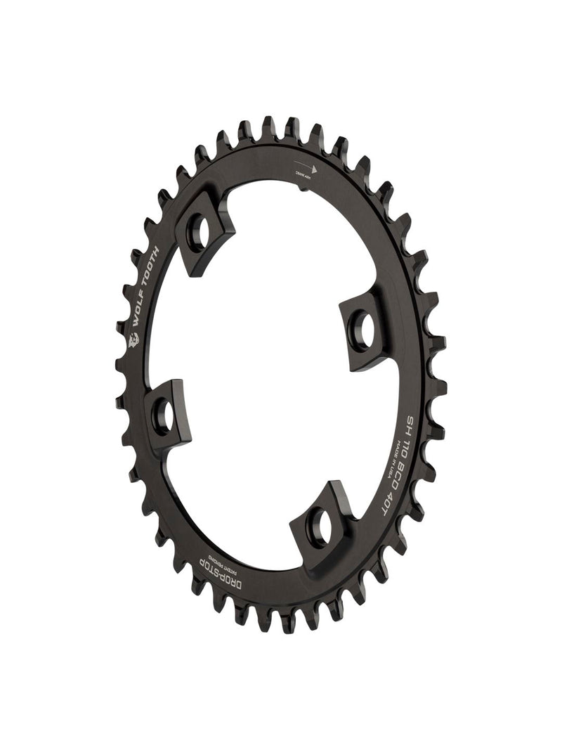 Load image into Gallery viewer, Wolf Tooth Elliptical Shimano 110 Asymmetric BCD Chainring - 40t 110 Asymmetric BCD 4-Bolt Drop-Stop B For Shimano Cranks BLK