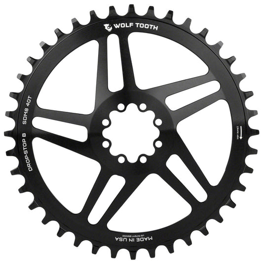 Wolf Tooth Direct Mount Chainring - 44t SRAM Direct Mount Drop-Stop B For SRAM 8-Bolt Cranksets 6mm Offset BLK