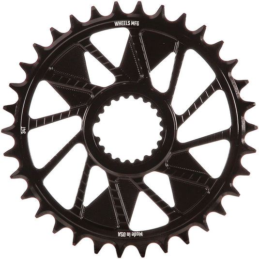 Wheels Manufacturing Direct Mount Chainring - 34t Shimano Direct Mount 1.5mm Inboard Offset T-Type Chain Compatible BLK