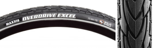 Maxxis Overdrive Excel Hybrid Tire 700x40C Wire Clincher Single SilkShield Reflective 60TPI Black