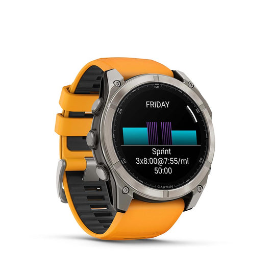 Garmin fenix 8 AMOLED Sapphire 51mm Watch Watch Color: Titanium Wristband: Orange/ Graphite - Silicone